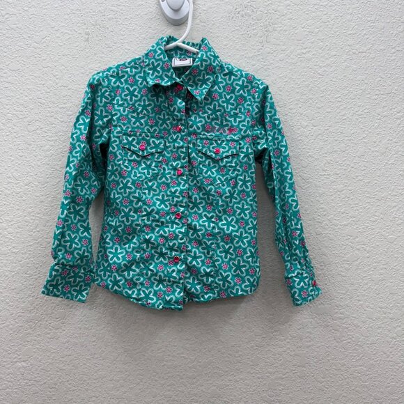 Cruel Girl Floral Pearl Snap Long Sleeve Collared Button Shirt Toddler Girl 4T - Picture 1 of 6